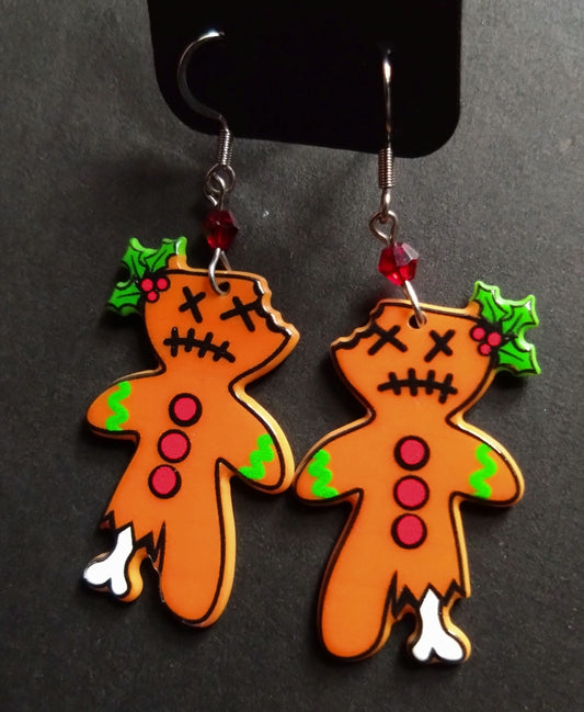 Gingerdead men acrylic Christmas earrings