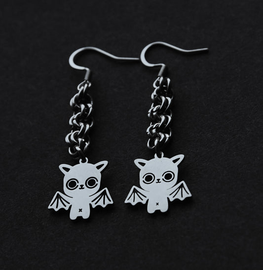 Stainless steel bat chain maille jeweearrings